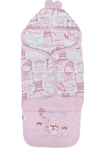 Unisex Pembe Renkli Hayvan Desenli Kundak Battaniye