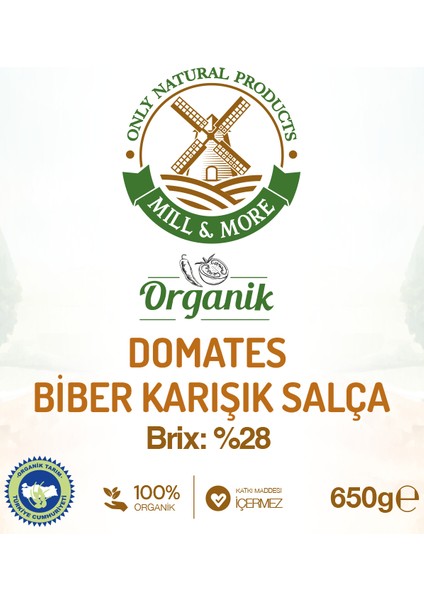 Organik Tuzsuz Domates Biber Karışık Salça 2'li 650 gr