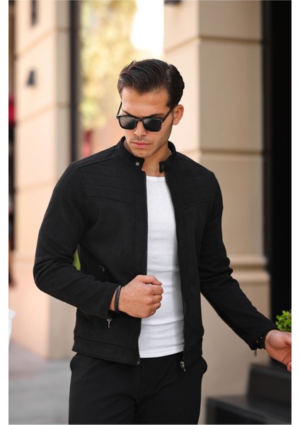 Erkek Kahverengi Dar Kesim Süet Ceket