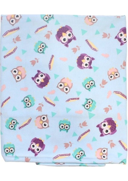 Unisex Mavi Renkli Baykuşlu Desenli Pazen Battaniye 80*90 cm
