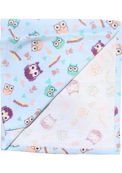 Unisex Mavi Renkli Baykuşlu Desenli Pazen Battaniye 80*90 cm