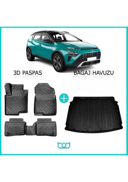 Hyundai Bayon 3D Havuzlu Paspas ve Bagaj Havuzu Seti