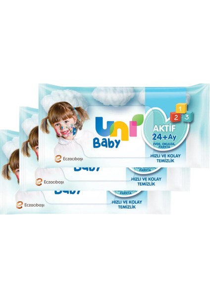 Uni Baby Aktif Islak Cep Mendili 3lü 45 Yaprak