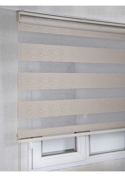 Bizden Perde Kum Beji Yeni Geniş Bambu Zebra Stor Kaliteli Güneşlik Perdeler