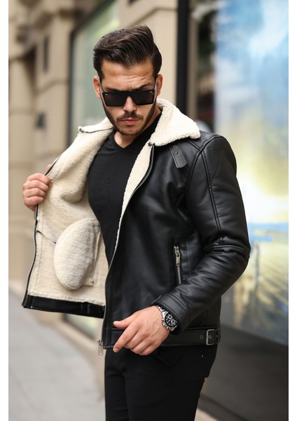 Erkek Napa Deri Içi Full Kürklü Slim Fit Mont & Ceket
