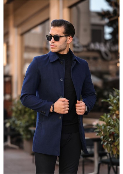 Uzun Kaşe Kaban Erkekler İçin Dar Kesim Biker Yaka Kışlık 100% Polyester fiyatları