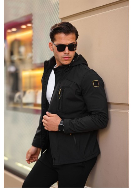 Erkek Mavi Kapüşonlu Softshell Su ve Rüzgar Geçirmez Içi Kürklü Mont modelleri