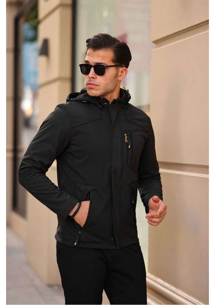 Erkek Mavi Kapüşonlu Softshell Su ve Rüzgar Geçirmez Içi Kürklü Mont fırsatları