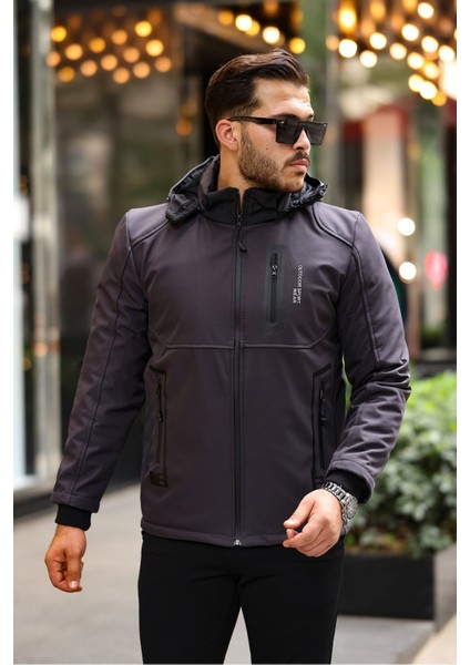 Outdoor Su,soğuk,rüzgar Geçirmez,kapitone,ıçi Kürklü,elyaf Dolgulu,softshell Erkek Montu