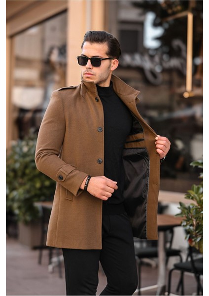 Erkek Uzun Dar Kesim Kışlık Kaşe Kaban 100% Yerli Üretim Düz Desenli fiyatları