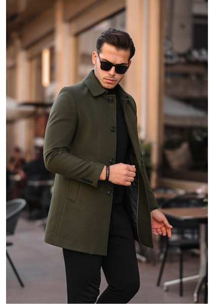 Erkek Midi Boy Kaşe Kaban Biker Yaka Tasarım Kışlık Kullanım modelleri