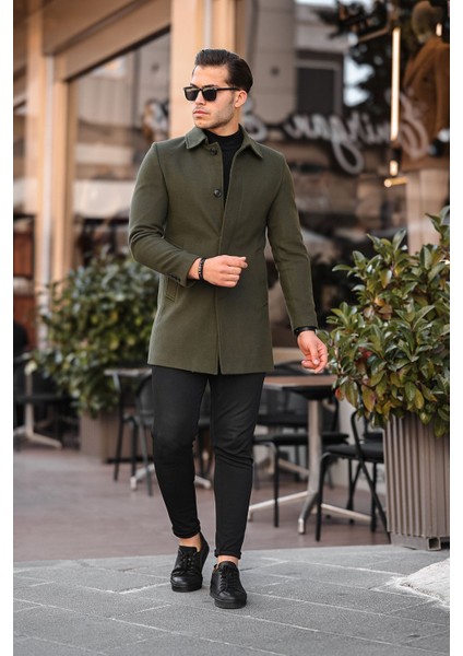 Erkek Midi Boy Kaşe Kaban Biker Yaka Tasarım Kışlık Kullanım indirimleri