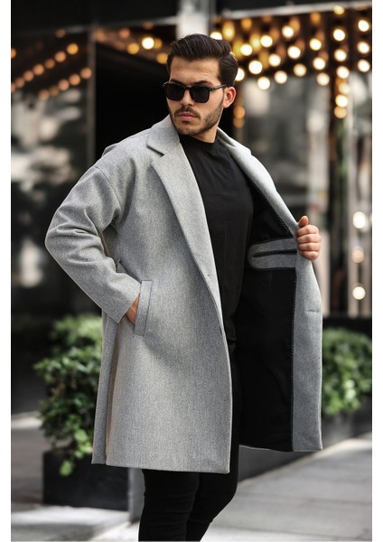 Erkek Kemerli Oversize Rahat Kesim Kaşe Kaban fırsatları