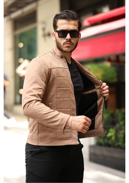 Erkek Su ve Rüzgar Geçirmez Slim Fit Astarlı Mevsimlik Süet Ceket fiyatları
