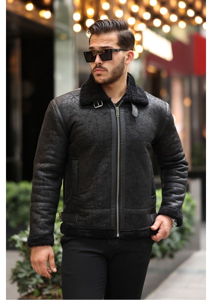 Erkek Napa Deri Içi Full Kürklü Slim Fit Mont & Ceket
