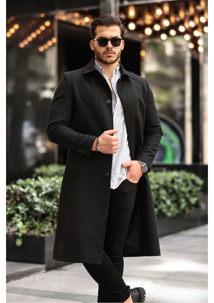 Erkek Dar Kesim Uzun Kaşe Kaban