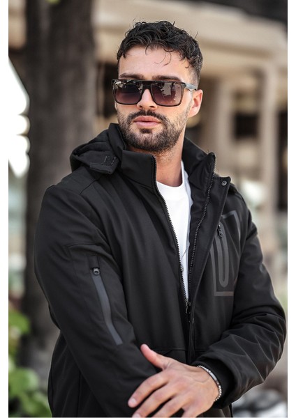 Outdoor Su,soğuk,rüzgar Geçirmez Içi Elyaf Dolgulu Softshell Erkek Montu