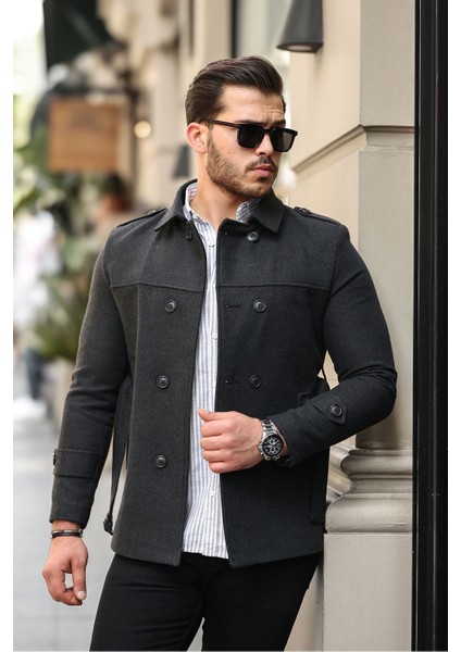 Wish Klein Erkek Slim Fit Kemerli Kısa Kaşe Kaban modelleri