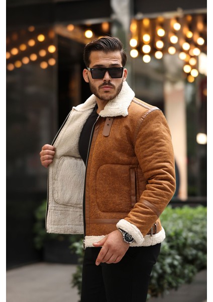 Erkek Napa Deri Içi Full Kürklü Slim Fit Mont & Ceket