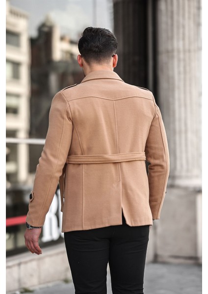 Wish Klein Erkek Slim Fit Kemerli Kısa Kaşe Kaban modelleri