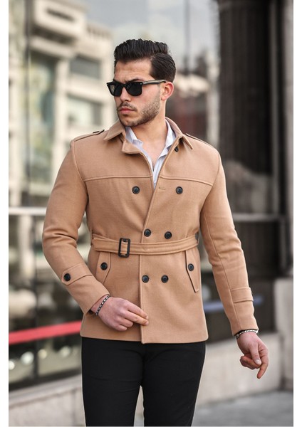 Wish Klein Erkek Slim Fit Kemerli Kısa Kaşe Kaban fırsatları