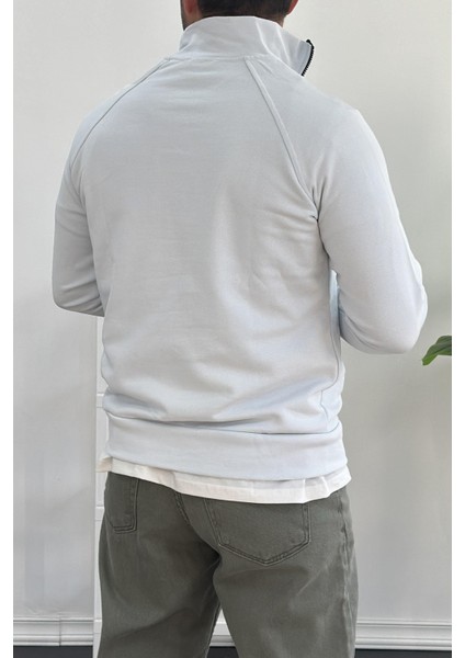 Erkek Yarım Fermuarlı Sweatshirt Buz Mavi Edw212 modelleri