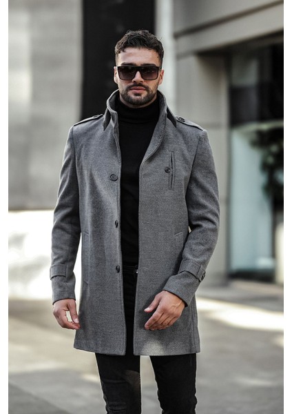 Uzun Kaşe Kaban Erkekler İçin Dar Kesim Şık ve Rahat Kışlık Model