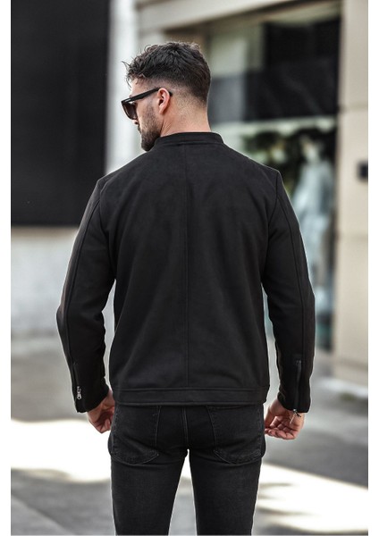Erkek Siyah Dar Kesim Süet Ceket modelleri