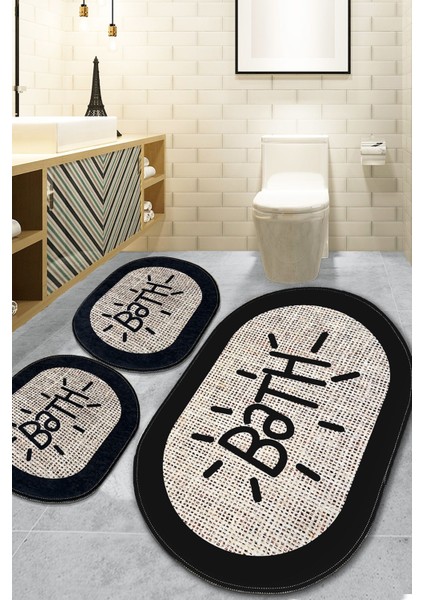 Pallon Bej 3'lü Set Banyo Paspası Djt