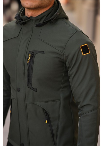 Erkek Mavi Kapüşonlu Softshell Su ve Rüzgar Geçirmez Içi Kürklü Mont fiyatları