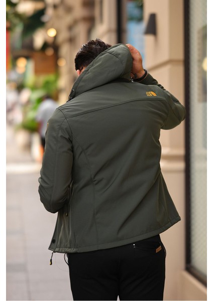 Erkek Mavi Kapüşonlu Softshell Su ve Rüzgar Geçirmez Içi Kürklü Mont fırsatları