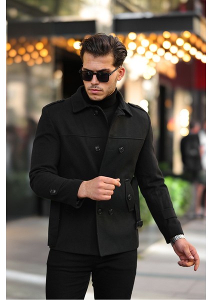 Wish Klein Erkek Slim Fit Kemerli Kısa Kaşe Kaban modelleri