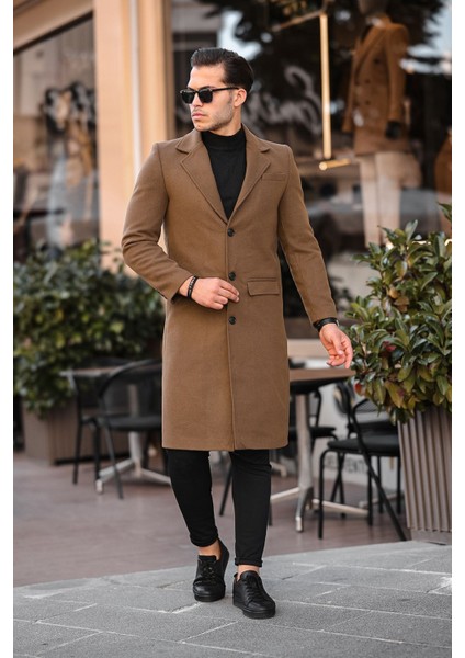 Erkek Dar Kesim Uzun Yünlü Kaşe Palto fiyatları