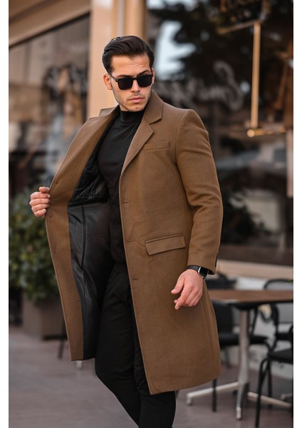 Erkek Dar Kesim Uzun Yünlü Kaşe Palto modelleri