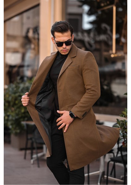 Erkek Dar Kesim Uzun Yünlü Kaşe Palto fırsatları