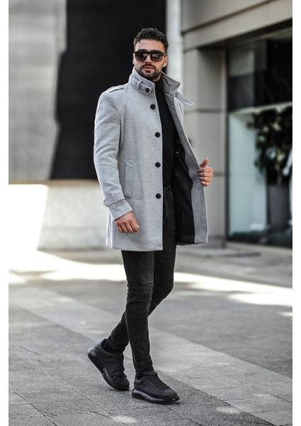 Erkek Oversize Kaşe Kaban Biker Yaka Midi Kışlık Rahat Kesim fiyatları