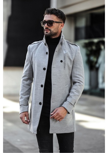 Erkek Oversize Kaşe Kaban Biker Yaka Midi Kışlık Rahat Kesim modelleri