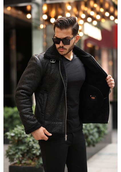 Erkek Napa Deri Içi Full Kürklü Slim Fit Mont & Ceket