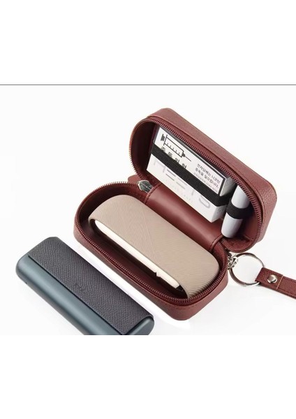 Iqos Tüm Modelleri Için Taşıma Çantası Deri Fermuarlı Bordo fiyatları