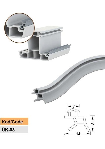 Pvc Kapı-Pencere Değişim Contası Yalıtım Fitili Kalın Model 7 mm Gri 10 Metre