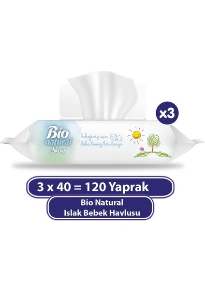 Bio Natural Islak Havlu Mendil 3X40 120 Yaprak