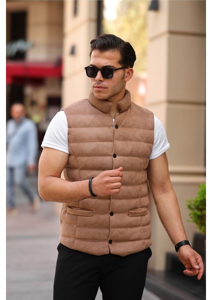 Erkek Kolsuz Süet Yelek