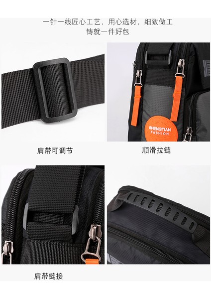 Yeni Erkek Basit Rahat Ve Dayanıklı Omuz Çantası Büyük Kapasiteli Çok Cepli Oxford Kumaş Crossbody Çanta (Yurt Dışından)