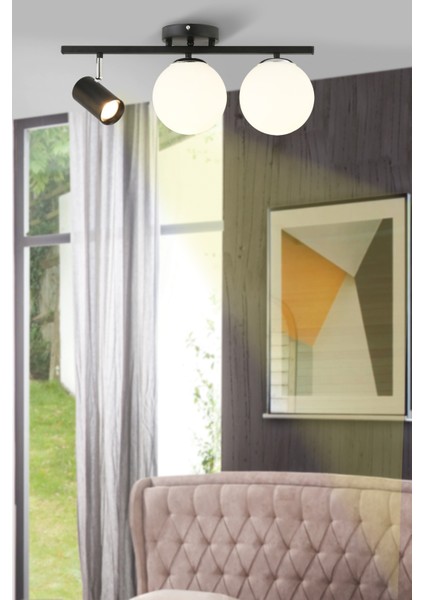 Alen 3 Lü Modern (Beyaz Glop Camlı) Salon Yemek Masası Üstü Hol Yatak Odası Avize