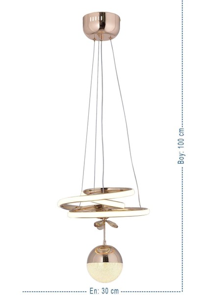 Kasırga 3 Renk Gold ( Sarı Beyaz ve Gün Işığı ) Lu x ury LED Avize Kristal Taşlı Concept modelleri