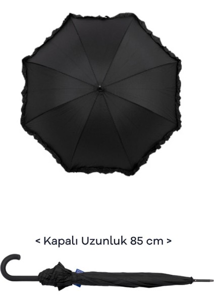 Kalite Baston Tip Rüzgara Dayanıklı 8 Fiber Telli Kadın Şemsiye Siyah MARLUX10132A fiyatları