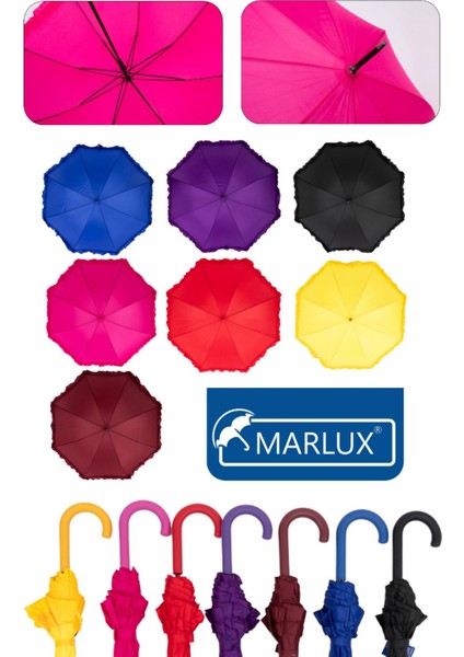 Kalite Baston Tip Rüzgara Dayanıklı 8 Fiber Telli Kadın Şemsiye Siyah MARLUX10132A modelleri