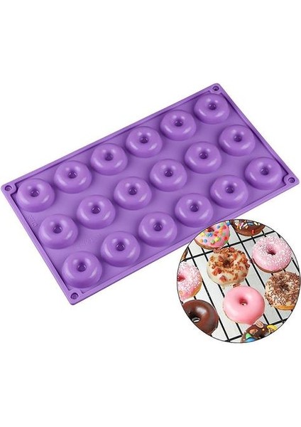 18 Mini Donuts Kalıp Gıda Sınıfı Silikon Kek Kalıp Mutfak Pişirme Kalıp (Yurt Dışından)