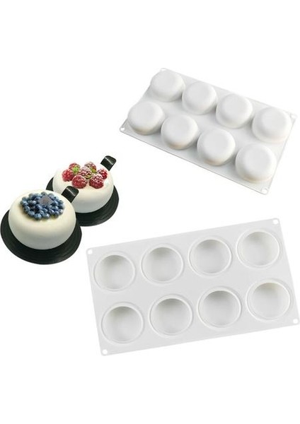 8 Delik Yuvarlak Gıda Sınıfı Silikon Kalıp El Yapımı Sabun Silikon Kalıp Pişirme Için Yüksek Sıcaklık Kalıp Pasta Puding Kalıpları | Kek Kalıpları (Yurt Dışından)
