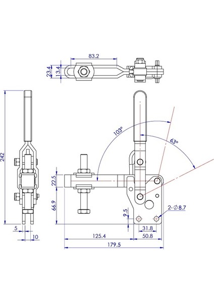 Goodhand GH-10248 Geçişli Kelepçe | 450 kg Kapasiteli Yüksek Performanslı Kelepçe - Montaj ve Sabitl